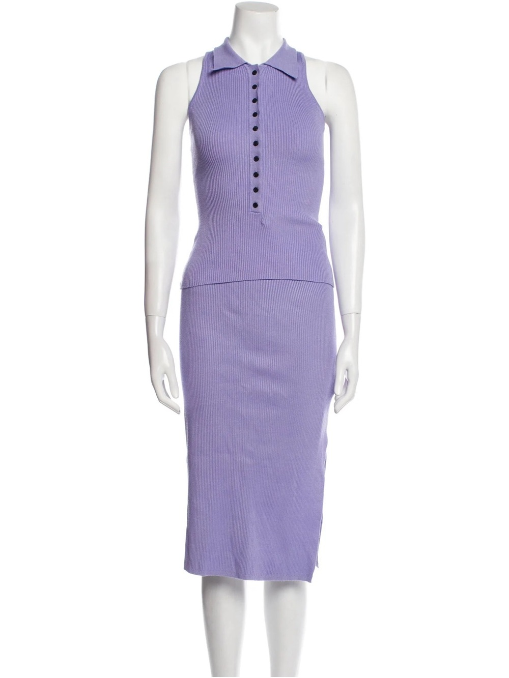 House of Harlow Lilac Ribbed Knit Polo Midi Dress - Women